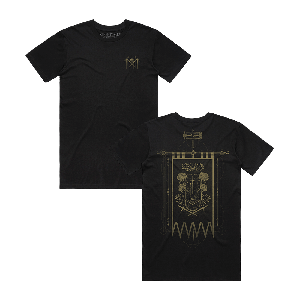 Even In Arcadia | Damocles Crest Flag Tee - Black